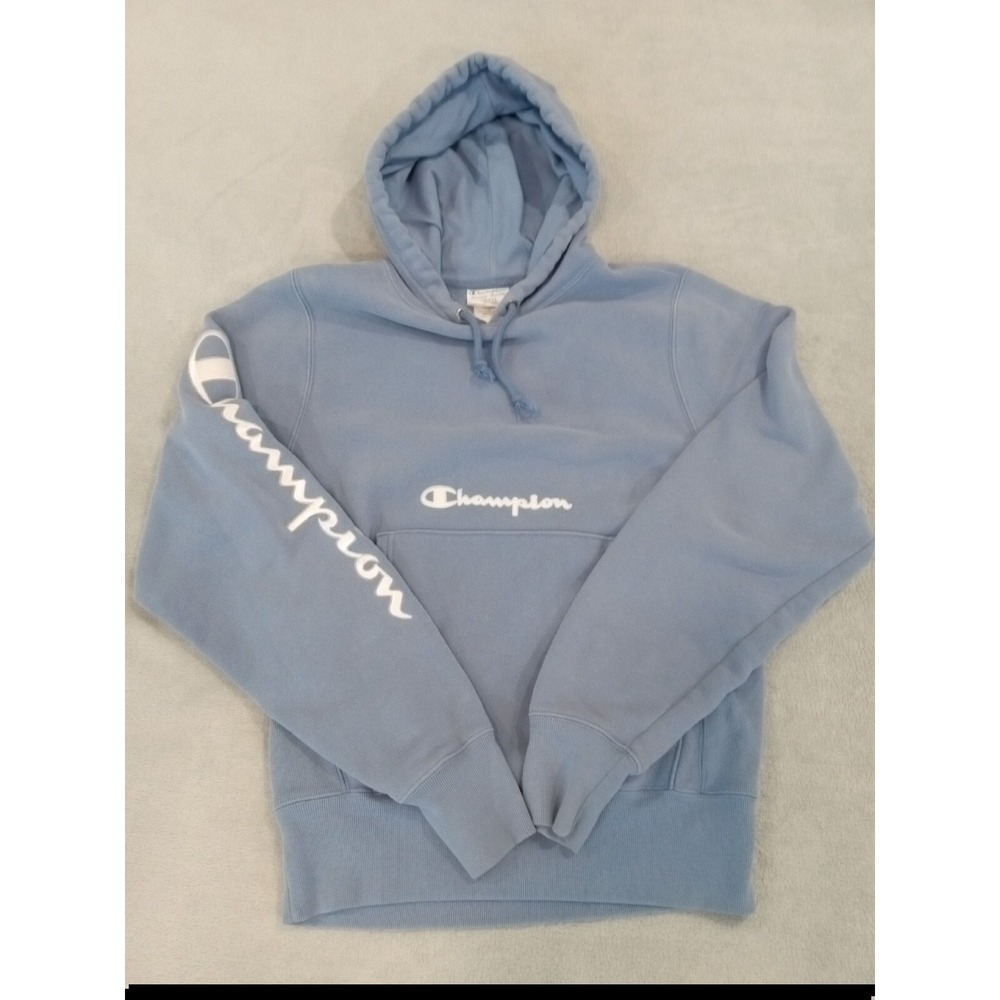 Vintage‎ Champion Reverse Weave Hoodie Blue Sweatshirt Mens Sz Small Embroidered
